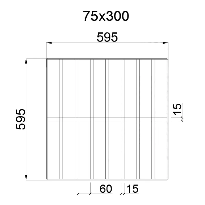 Подвесной металические потолок Грильято GL15 Жалюзи ячейкой 75x300мм