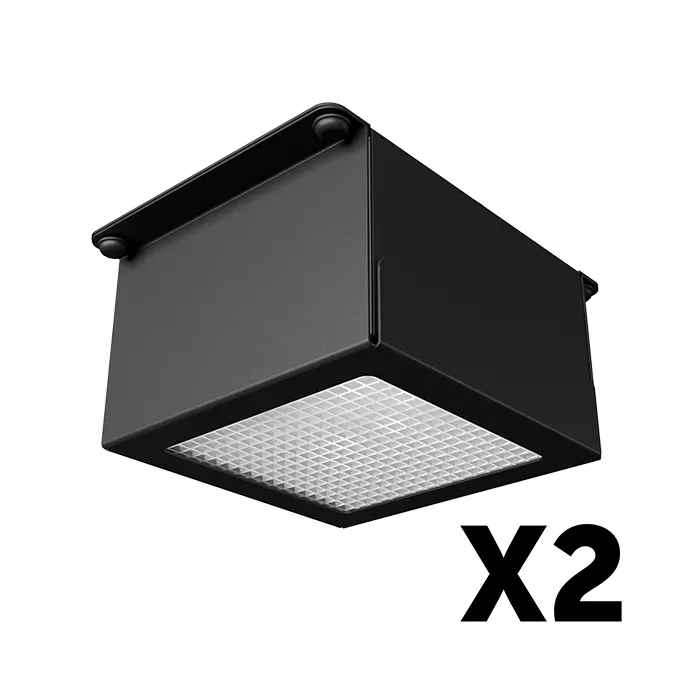 Комплект светильников Грильято Тетрис x2 для ячейки 75x75 20Вт 3000К Микропризма Черный