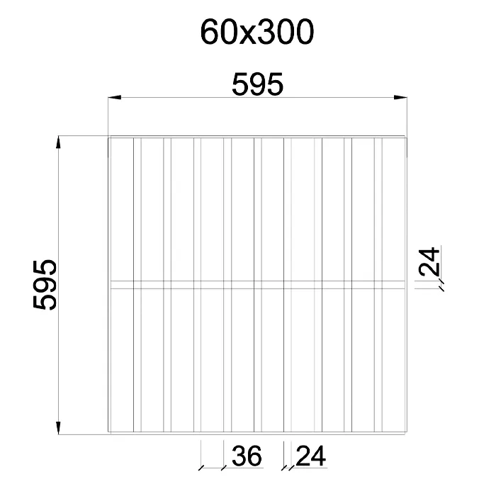 Подвесной металлический потолок Грильято GL-24 Жалюзи ячейкой 60х300мм