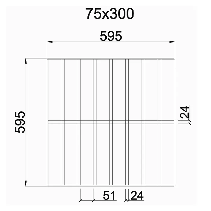 Подвесной металлический потолок Грильято GL-24 Жалюзи ячейкой 75х300мм